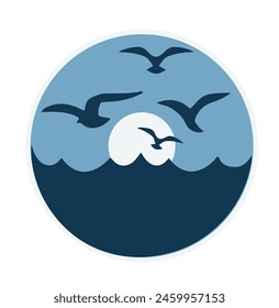 Seagulls Flying Over Ocean Waves