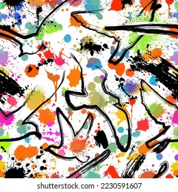 Seagulls flying in the sky, Colored blots pattern. seamless vector
