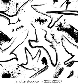 Seagulls flying in the sky, seamless vector pattern.