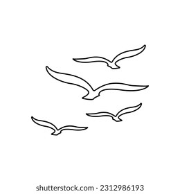 icono de gaviotas en fondo blanco, ilustración vectorial