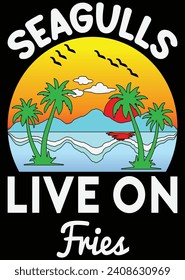 Seagulls Live On Fries eps cut file for cutting machine