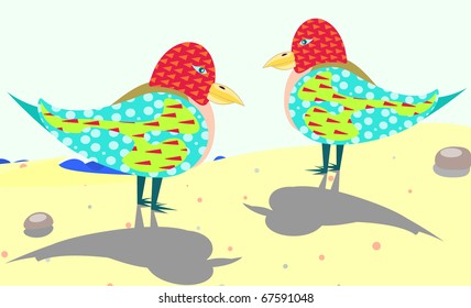 seagulls on  beach  abstract background