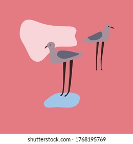 seagulls on the beach vector illustration