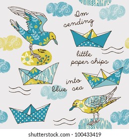 seagulls and paper ships