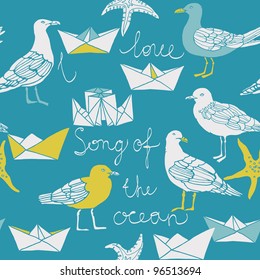 seagulls and paper ships