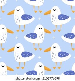 Seagulls seamless pattern. Vector illustration