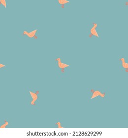 Seagulls standing seamless pattern. Background of sea birds. Repeated texture in doodle style for fabric, wrapping paper, wallpaper, tissue. Vector illustration.
