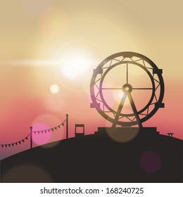 Seagulls at sunset attraction. Background illustration.