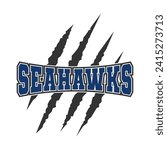 Seahawks sport mascot emblem animal scratch claw stripes spirit school team.