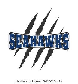 Seahawks sport mascot emblem animal scratch claw stripes spirit school team.