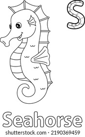 Seahorse Alphabet ABC Coloring Page S