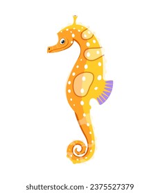 Seahorse animal character. Isolated vector graceful and unique, small marine creature with a horse-like head, curled tail, and fascinating ability to change hues to blend into their surroundings