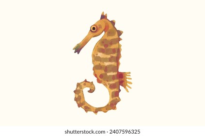 Caballo de mar, ilustración del vector de acuarela de fauna silvestre animal.