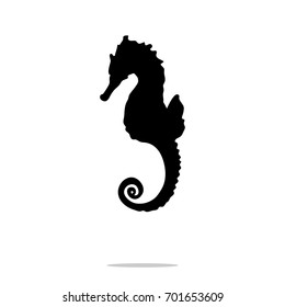 Seahorse black silhouette aquatic animal. Vector Illustrator.