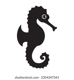 Seahorse black silhouette vector illustration 