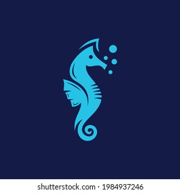 Seahorse Blue Color Logo Design