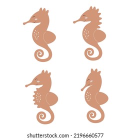 Seahorse in boho style. Vector illustration