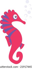 Seahorse with Bubbles Concept vector color icon design, Deep sea creature symbol, Aquatic Elements Sign, Underwater animal stock illustration