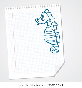 Seahorse cartoon children's drawing doodle