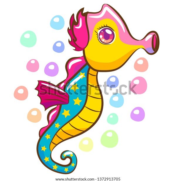 Seahorse Cartoon Clipart Stock Vector Royalty Free 1372913705