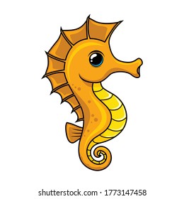 Seahorse Cartoon Cute Animals Illustration Isolated
