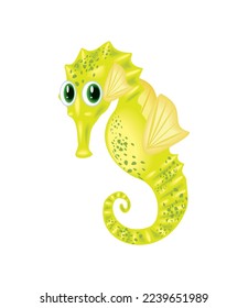 seahorse cartoon icon flat isolated