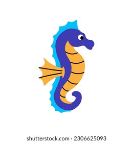 Seahorse, cartoon marine character. Funny sea animal character used for invitation, children book, poster, card. vector Illustration. Clip art seahorse