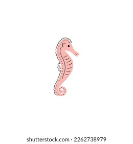 Seahorse Character sea animal on deep background. Wild life illustration. Underwear world. Vector illustration.