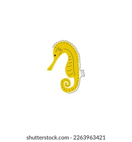 Seahorse Character sea animal on deep background. Wild life illustration. Underwear world. Vector illustration.