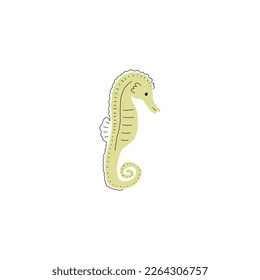 Seahorse Character sea animal on deep background. Wild life illustration. Underwear world. Vector illustration.