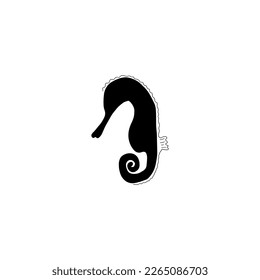 Seahorse Character sea animal on deep background. Wild life illustration. Underwear world. Vector illustration.