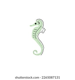 Seahorse Character sea animal on deep background. Wild life illustration. Underwear world. Vector illustration.