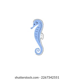 Seahorse Character sea animal on deep background. Wild life illustration. Underwear world. Vector illustration.