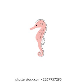 Seahorse Character sea animal on deep background. Wild life illustration. Underwear world. Vector illustration.