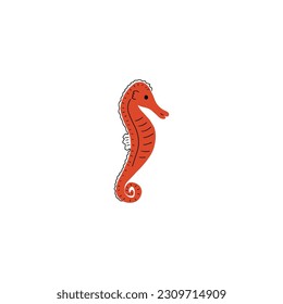 Seahorse Character sea animal on deep background. Wild life illustration. Underwear world. Vector illustration.