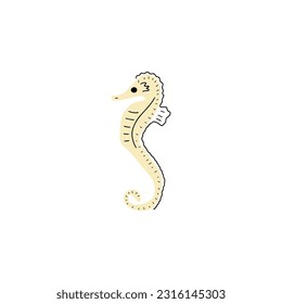 Seahorse Character sea animal on deep background. Wild life illustration. Underwear world. Vector illustration.