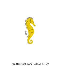 Seahorse Character sea animal on deep background. Wild life illustration. Underwear world. Vector illustration.