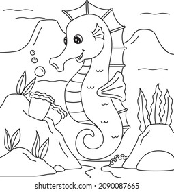 Seahorse Coloring Page for Kids