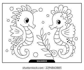 Seahorse coloring pages for kids