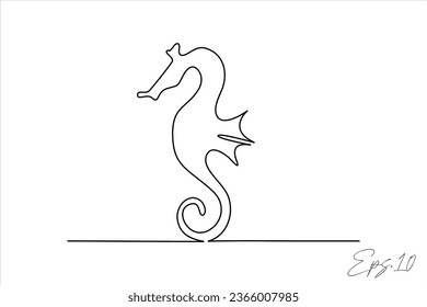 seahorse continuous line vector illustration