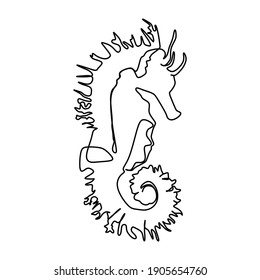 Seahorse . Continuous one line drawing	