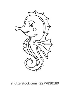 Seahorse Doodle Coloring Book with Vector for Kids