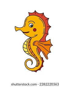Seahorse doodle Vector color illustration isolated on white 