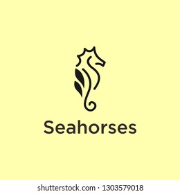 Seahorse Drawing Aquarium Aquatic Creative Concept Design Logo