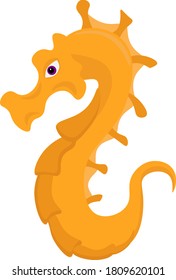 Seahorse drawing vector isolated on white background. Flat cartoon illustration.