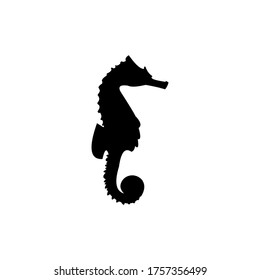 Seahorse flat design icon. Marine biota. Vector silhouette symbol