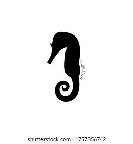 Seahorse flat design icon. Marine biota. Vector silhouette symbol