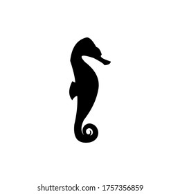 Seahorse flat design icon. Marine biota. Vector silhouette symbol