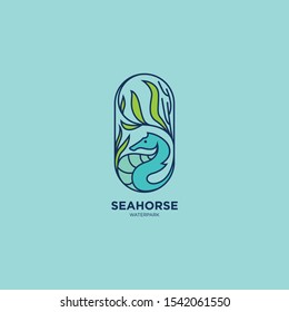 Seahorse Flat icon logo illustration