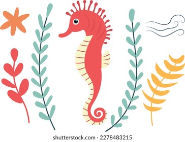 seahorse in flat style on white background isolated vector